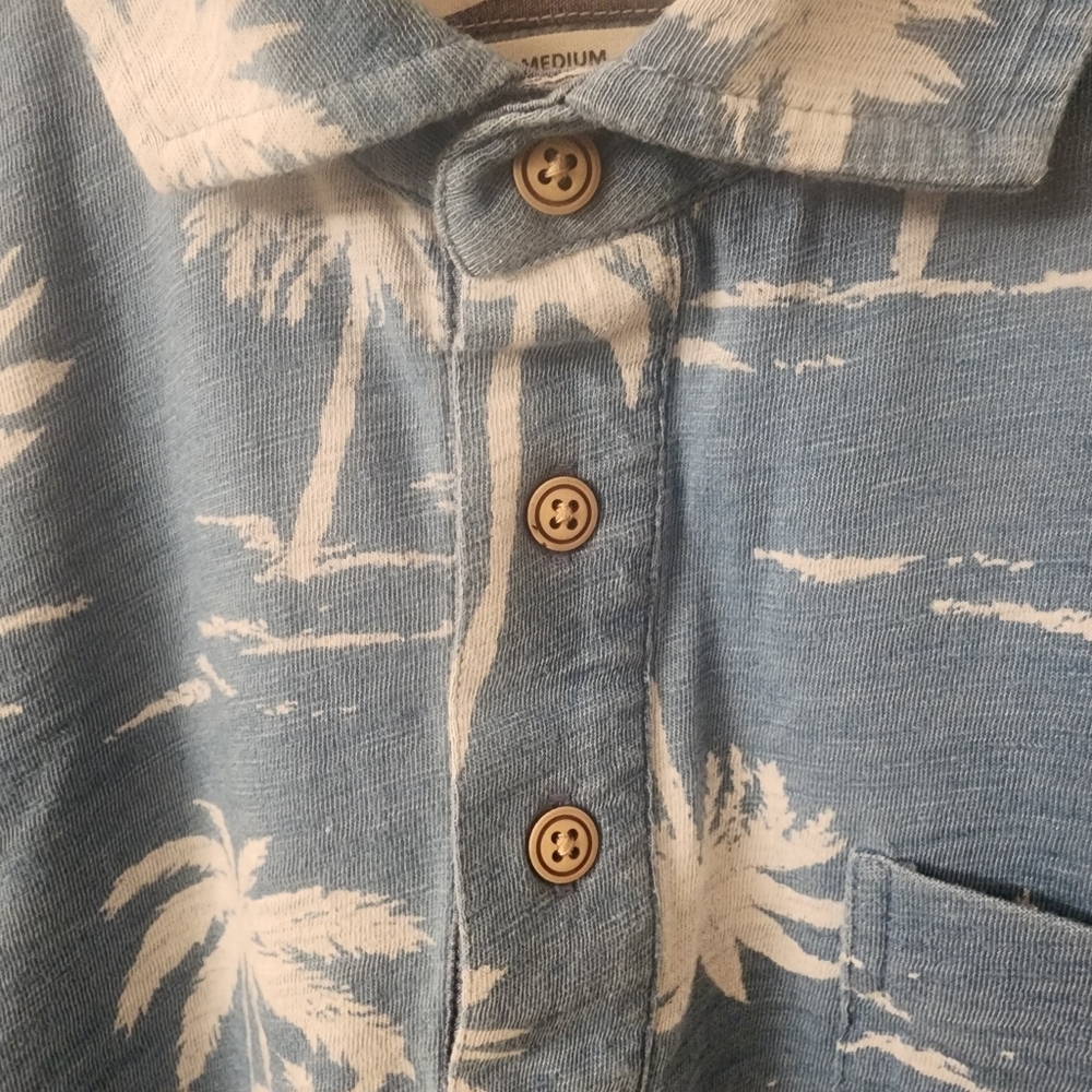 johnnie-O Hangin' Out 100% Cotton Indigo Palmy Golf Polo Shirt Mens Medium - Picture 2 of 9